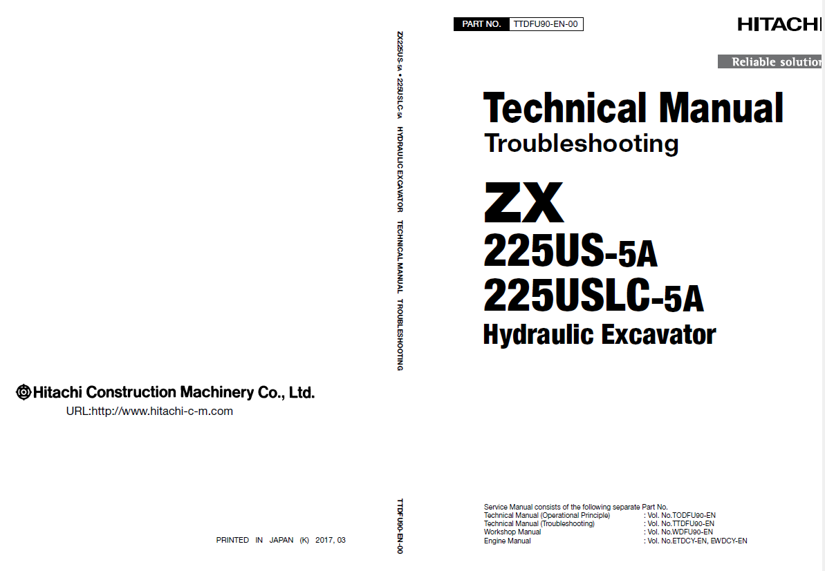 Manuales Técnicos Excavadora Hitachi ZX225US-5A, ZX225USLC-5A