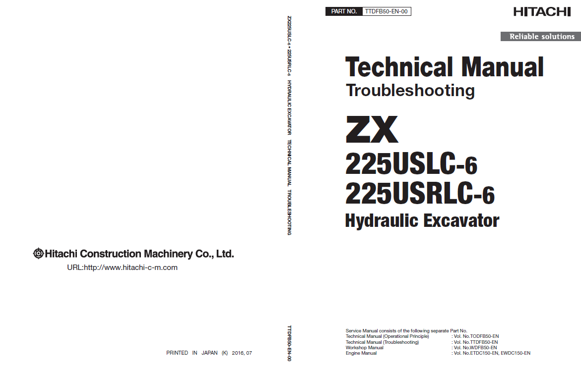 Manuales Técnicos Excavadora Hitachi ZX225USLC-6, ZX225USRLC-6