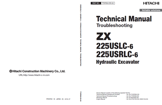 Manuales Técnicos Excavadora Hitachi ZX225USLC-6, ZX225USRLC-6