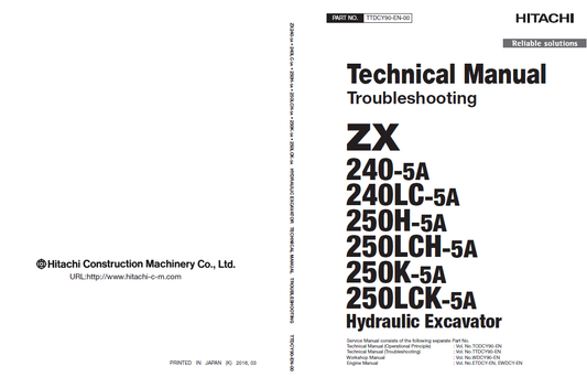 Manuales Técnicos Excavadora Hitachi ZX240-5A, 250-5A