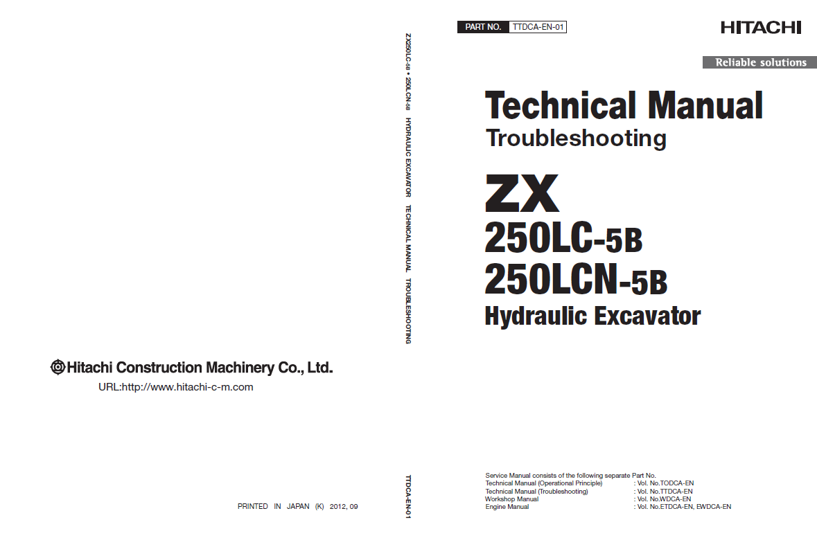 Manuales Técnicos Excavadora Hitachi ZX250LC-5B, ZX250LCN-5B