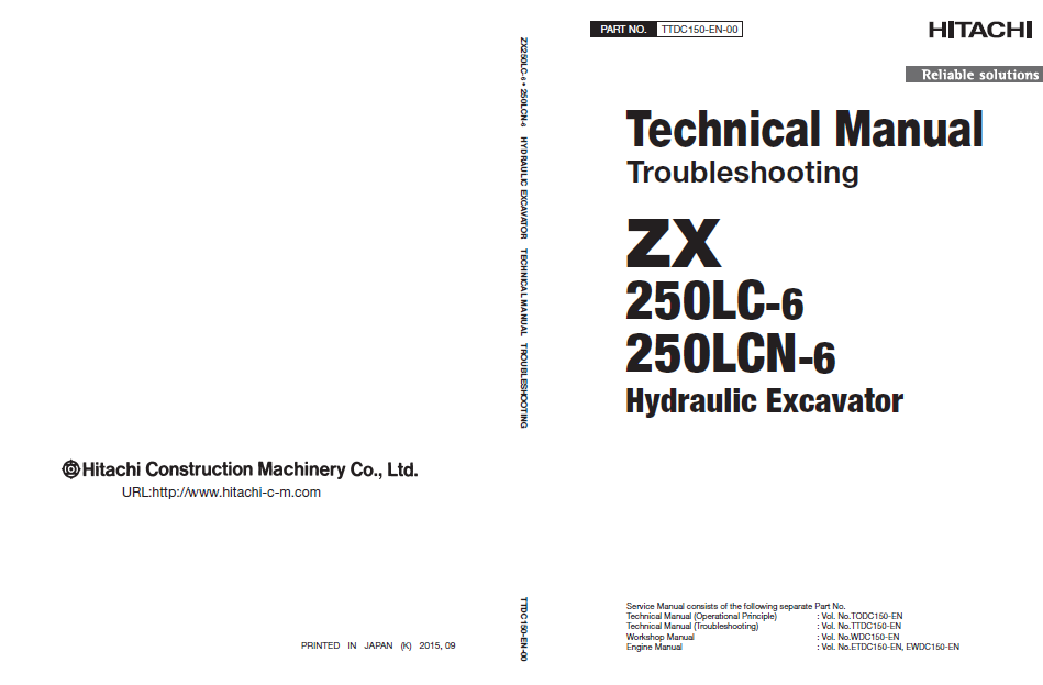 Manuales Técnicos Excavadora Hitachi ZX250LC-6, ZX250LCN-6