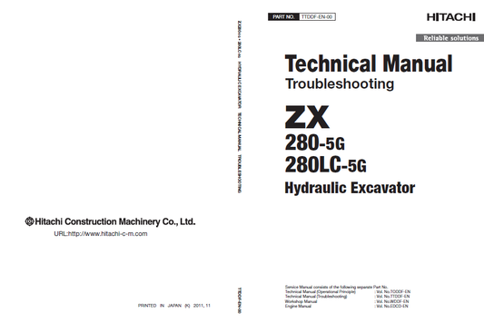 Manuales Técnicos Excavadora Hitachi ZX280-5G, ZX280LC-5G