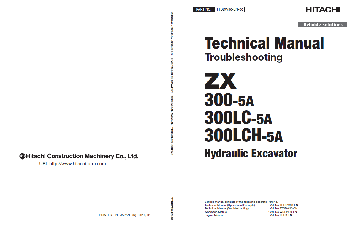 Manuales Técnicos Excavadora Hitachi ZX300-5A, ZX300LC-5A, ZX300LCH-5A
