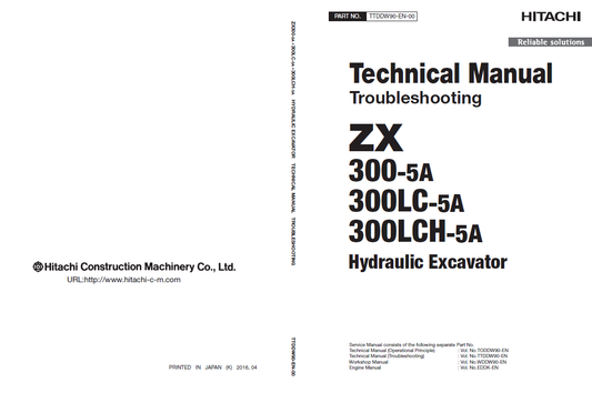 Manuales Técnicos Excavadora Hitachi ZX300-5A, ZX300LC-5A, ZX300LCH-5A