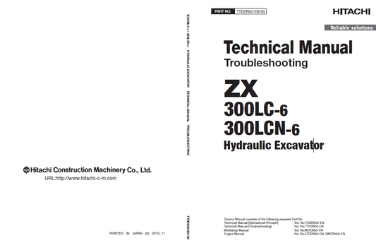 Manuales Técnicos Excavadora Hitachi ZX300LC-6, ZX300LCN-6