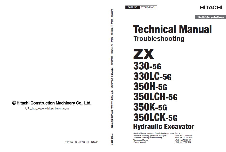 Manuales Técnicos Excavadora Hitachi ZX330-5G, ZX350-5G