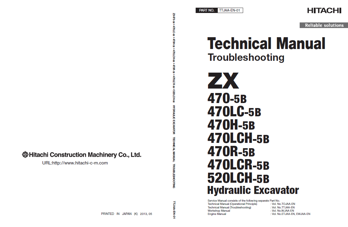Manuales Técnicos Excavadora Hitachi ZX470-5B, ZX520-5B