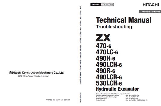 Manuales Técnicos Excavadora Hitachi ZX470-6, ZX490-6, ZX530-6