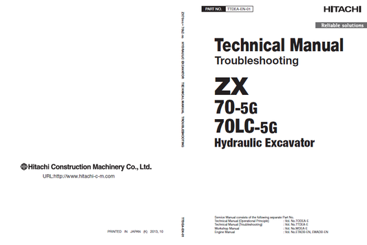 Manuales Técnicos Excavadora Hitachi ZX70-5G, ZX70LC-5G