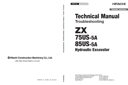 Manuales Técnicos Excavadora Hitachi ZX75US-5A, ZX85US-5A