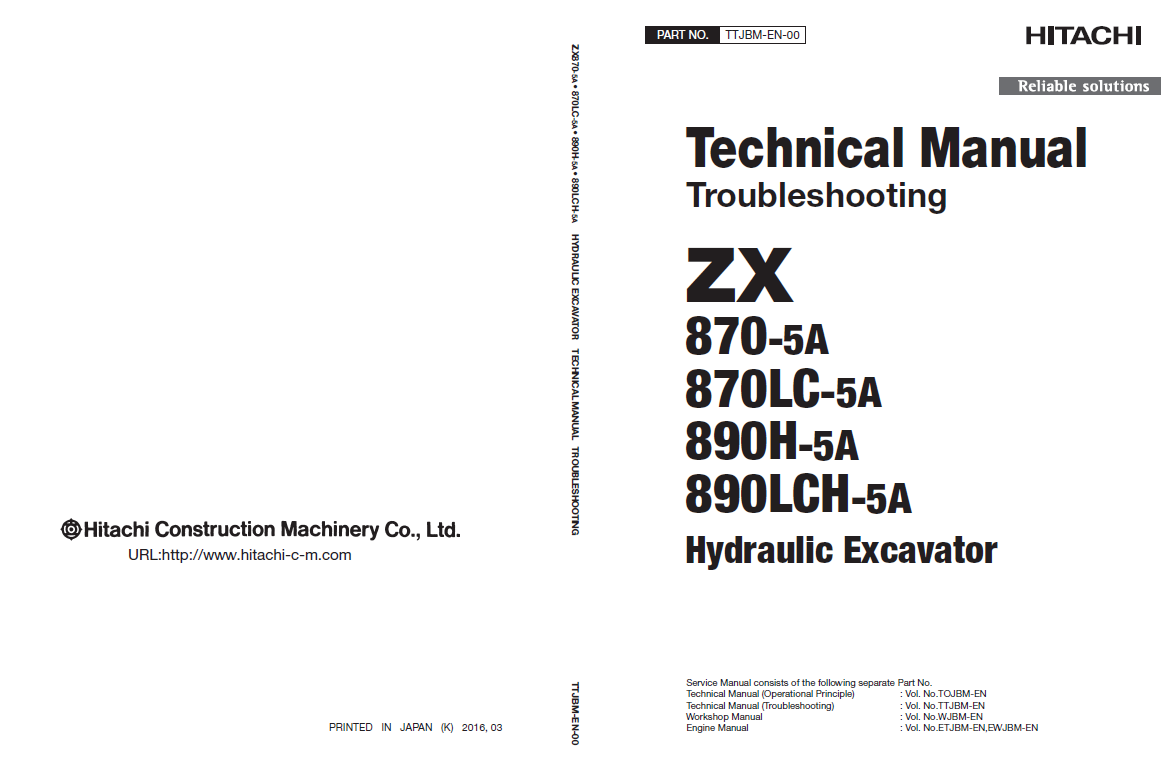 Manuales Técnicos Excavadora Hitachi ZX870-5A, ZX890-5A