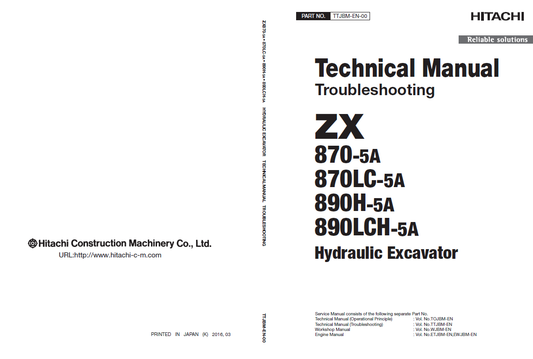 Manuales Técnicos Excavadora Hitachi ZX870-5A, ZX890-5A