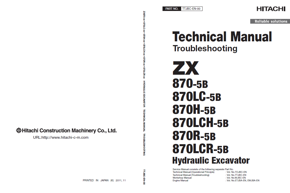 Manuales Técnicos Excavadora Hitachi ZX870-5B