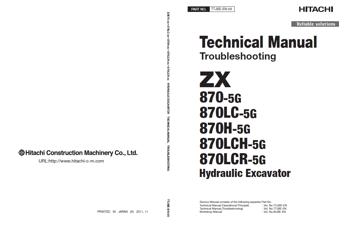 Manuales Técnicos Excavadora Hitachi ZX870-5G