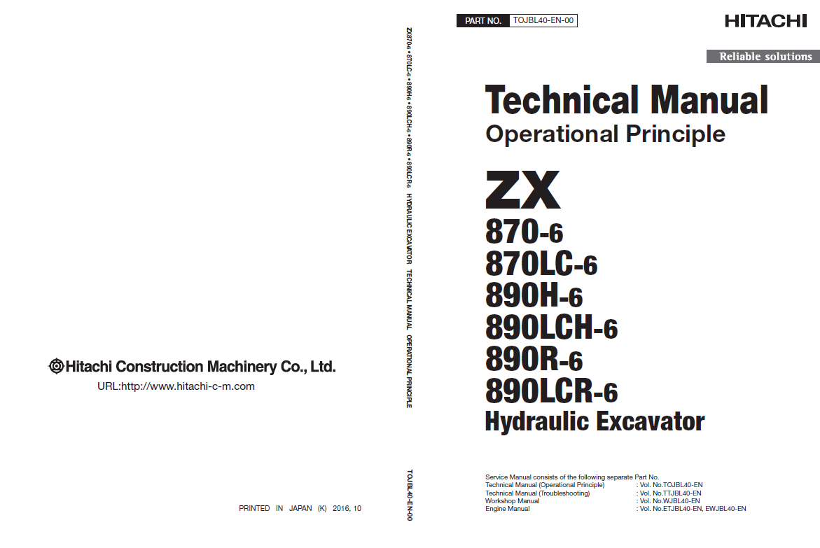 Manuales Técnicos Excavadora Hitachi ZX870-6, ZX890-6
