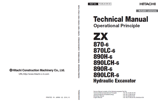 Manuales Técnicos Excavadora Hitachi ZX870-6, ZX890-6