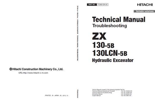 Manuales Técnicos Excavadoras Hitachi ZX130-5B, ZX130LCN-5B