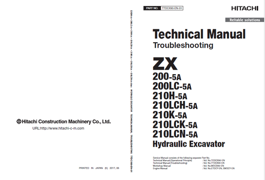 Manuales Técnicos Excavadoras Hitachi ZX200-5A, ZX210-5A