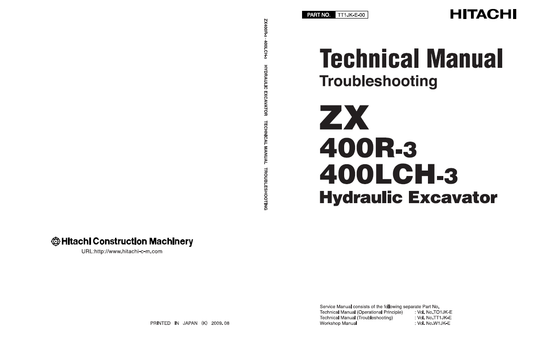 Manuales Técnicos Excavadoras Hitachi ZX400R-3, ZX400LCH-3