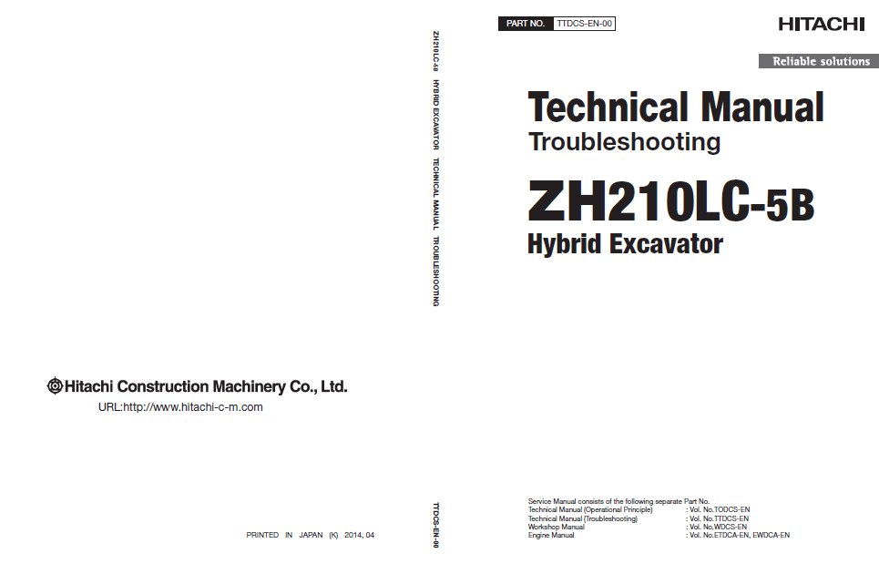Manuales Técnicos Solución de Problemas Excavadora Hibrida Hitachi ZH210LC-5B