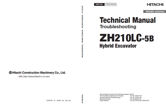 Manuales Técnicos Solución de Problemas Excavadora Hibrida Hitachi ZH210LC-5B