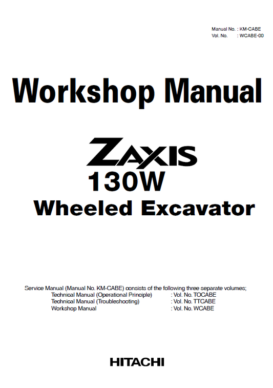 Manual de Taller Excavadora Hitachi Zaxis 130W