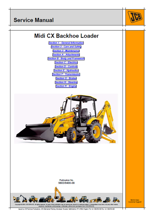 Manual de Reparación Retroexcavadora JCB Midi CX