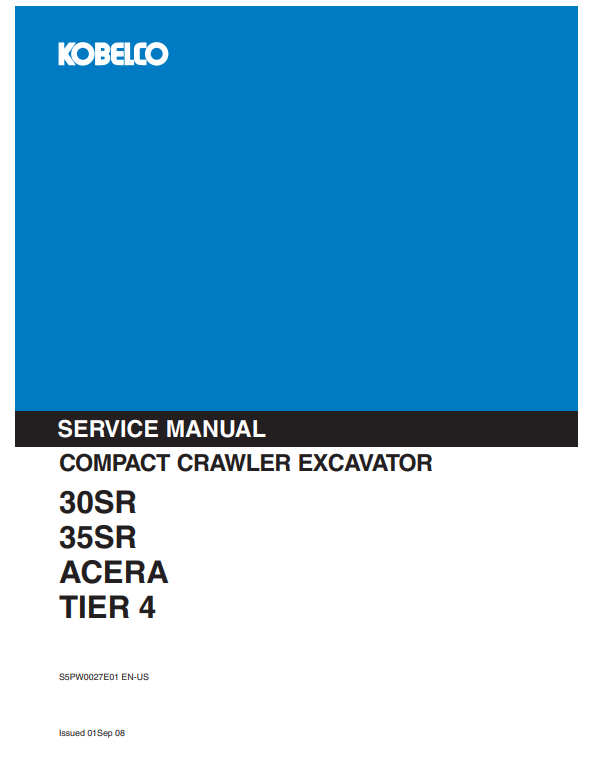 Servicio de Reparación Excavadora Compacta Kobelco 30SR ACERA , 35SR ACERA