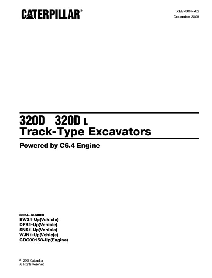 CATALOGO DE PARTES EXCAVADORA 320D-320D L BWZ/ SNS/ DFB/ WJN