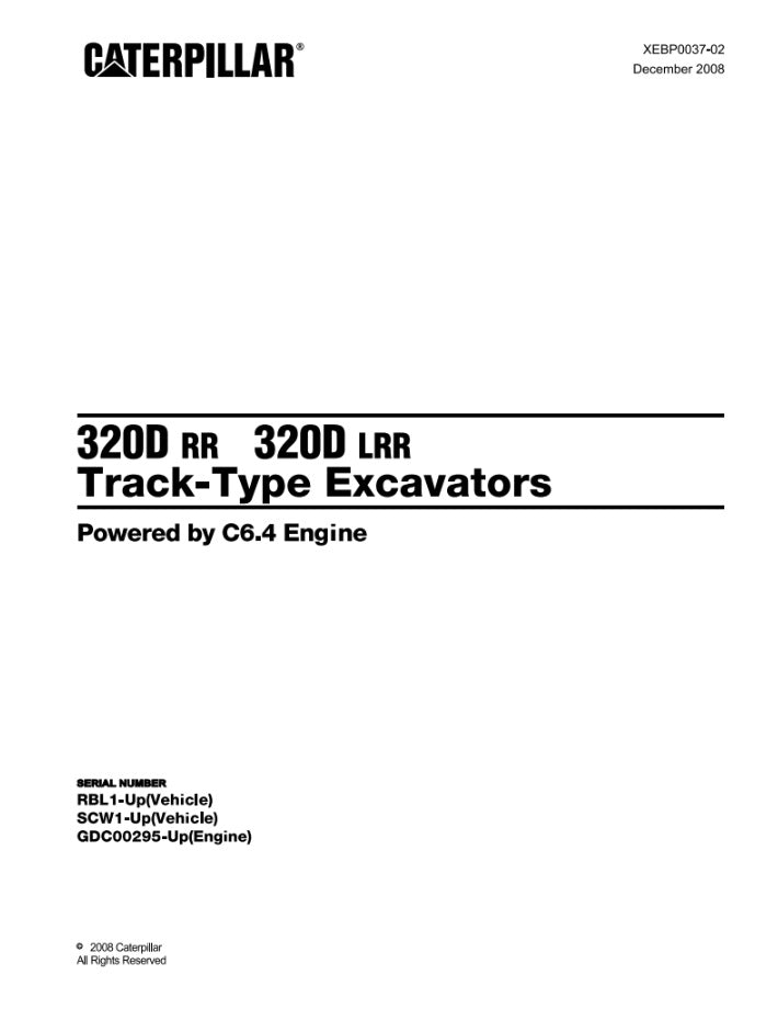CATALOGO DE PARTES EXCAVADORA 320D RR-320D LRR RBL/ SCW