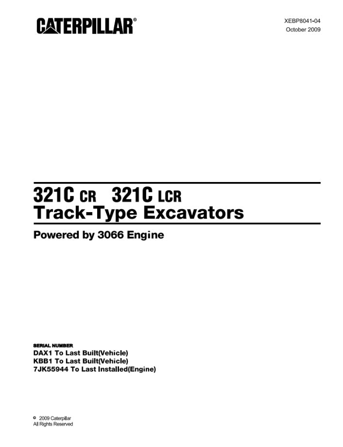 CATALOGO DE PARTES EXCAVADORA 321C cr 321C lcr DAX1 / KBB1 / 7JK55944