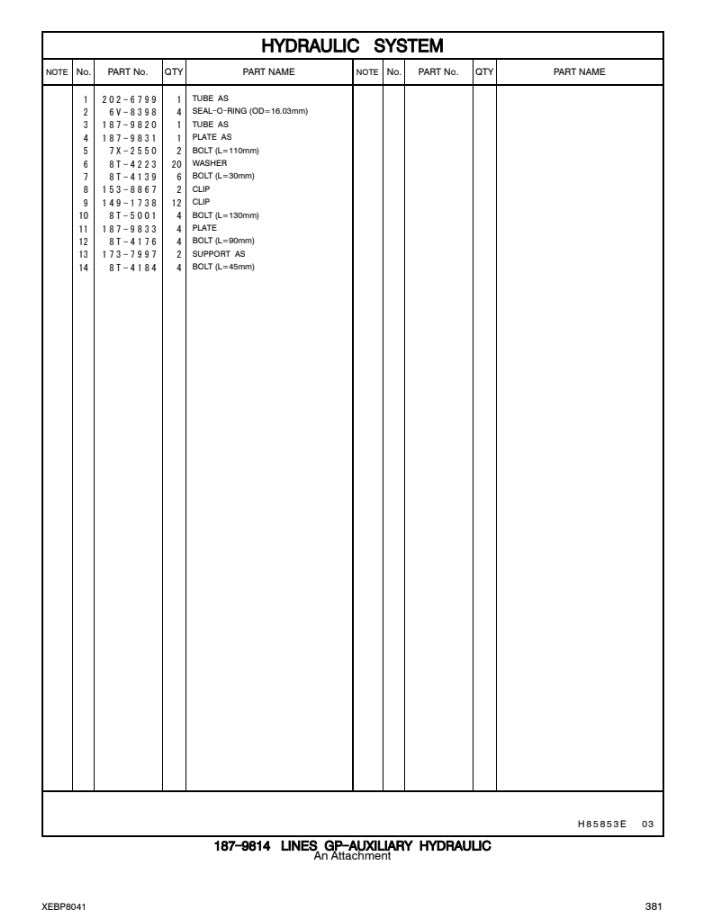 CATALOGO DE PARTES EXCAVADORA 321C cr 321C lcr DAX1 / KBB1 / 7JK55944