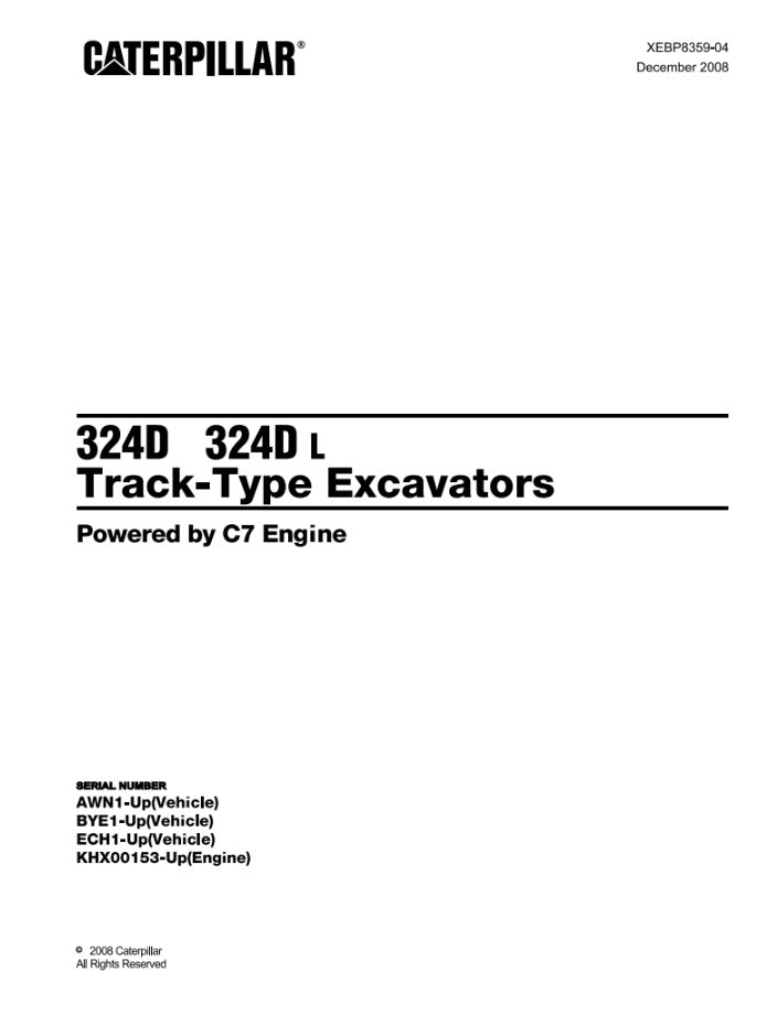 CATALOGO DE PARTES EXCAVADORA 324D-324D L AWN/ ECH/ BYE