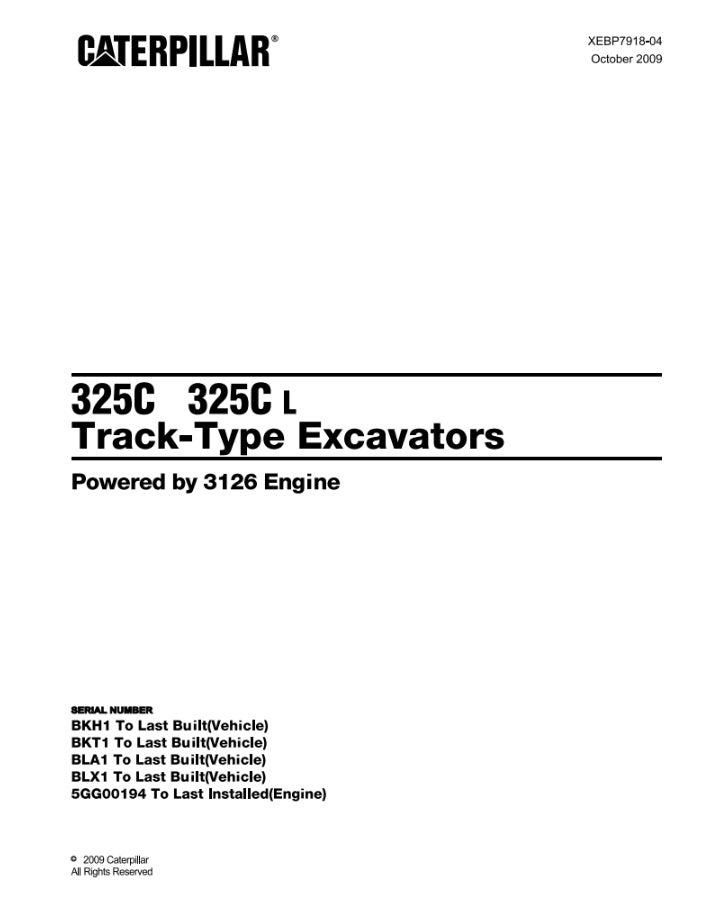 CATALOGO DE PARTES EXCAVADORA 325C-325C L BKH/ BLA/ BKT/ BLX