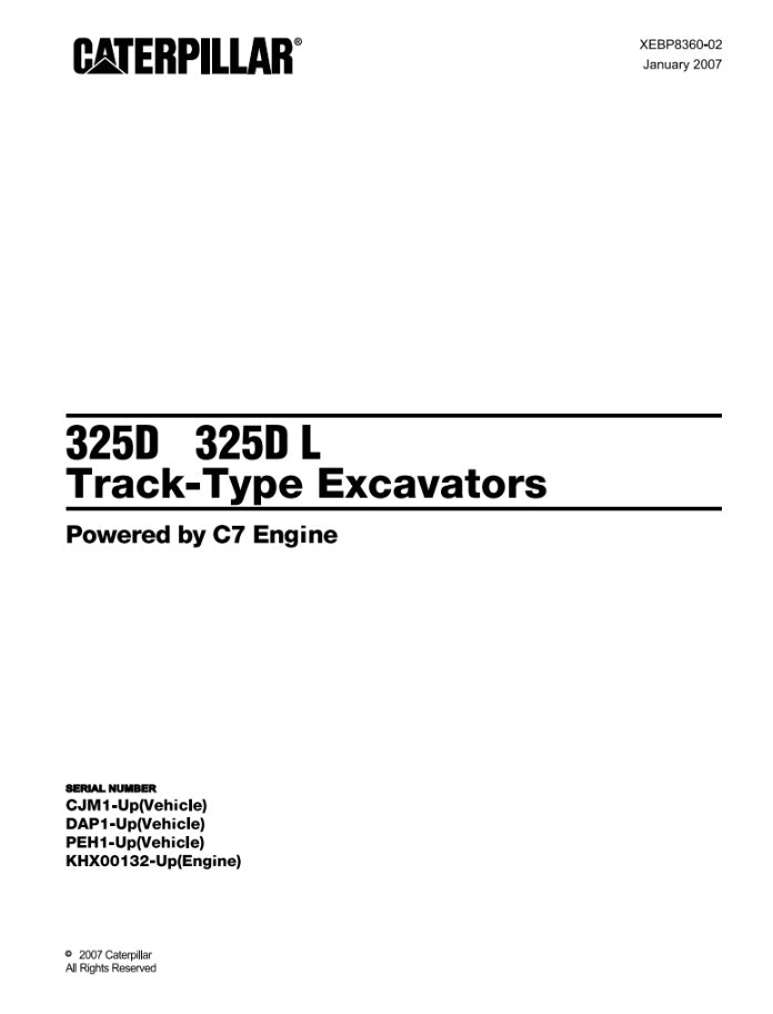 CATALOGO DE PARTES EXCAVADORA 325D-325D L DAP/ PEH/ CJM