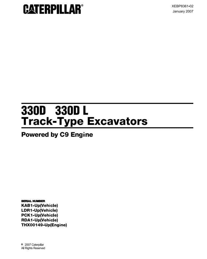 CATALOGO DE PARTES EXCAVADORA 330D-330D L KAB/ PCK/ LDR/ RDA