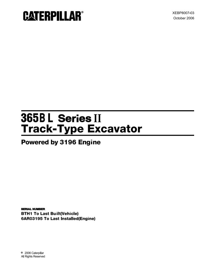CATALOGO DE PARTES EXCAVADORA 365BL SERIES 2 BTH1