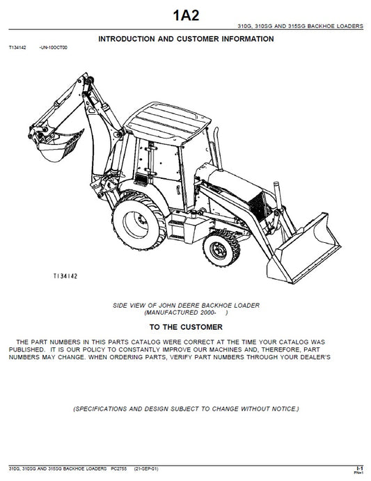 Catalogo de Partes John Deere 310G, 310SG, 315SG