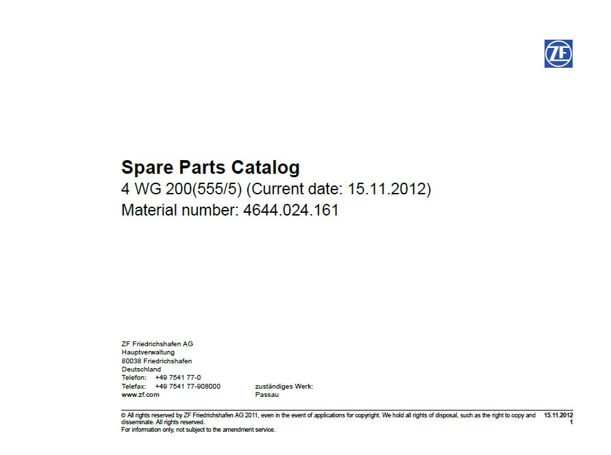 Catalogo de Partes ZF 4 WG 200