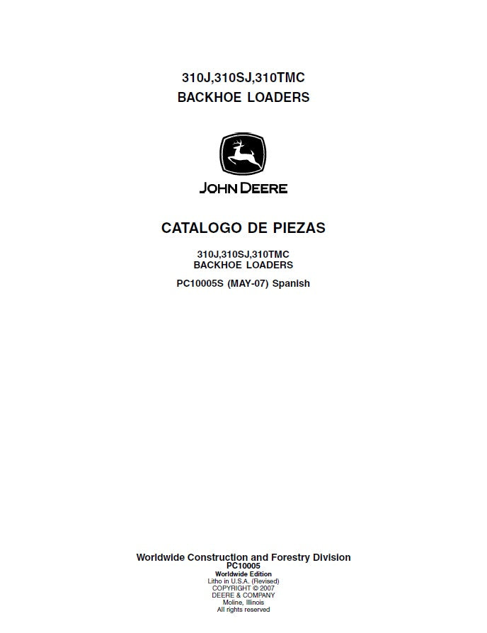Catalogo de Piezas John Deere 310J,310SJ,310TMC
