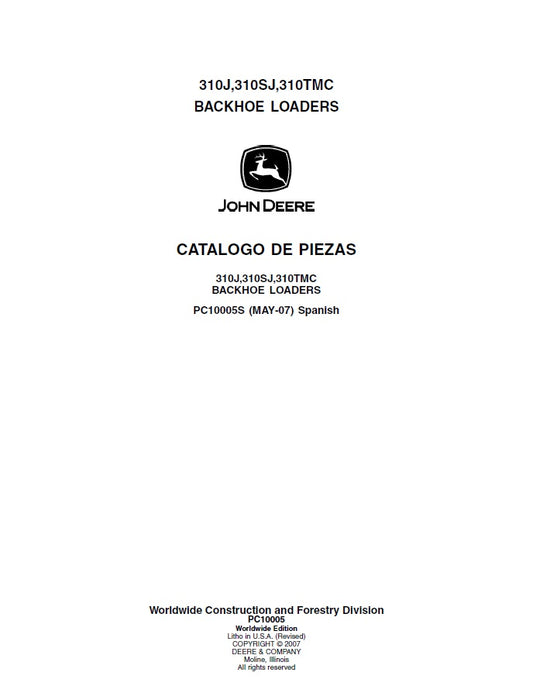 Catalogo de Piezas John Deere 310J,310SJ,310TMC