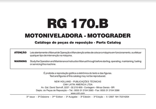 MANUAL DE PARTES MOTONIVELADORA RG 170.B