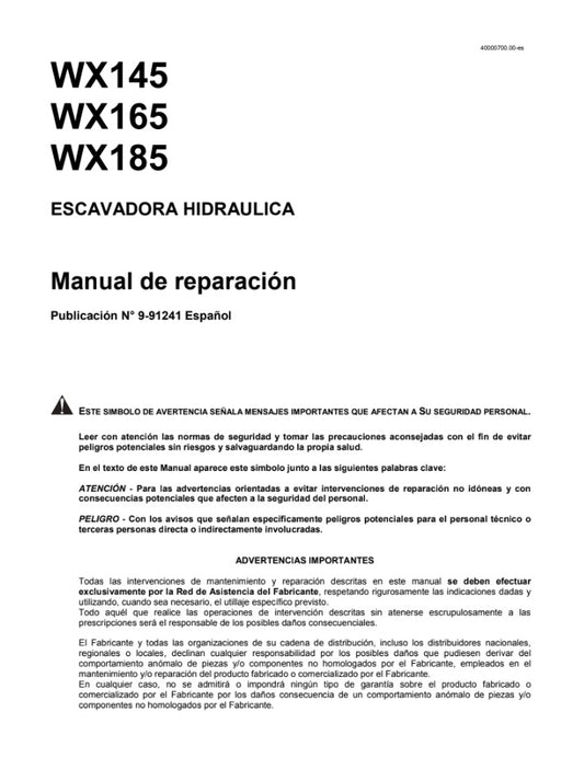 MANUAL DE REPARACIÓN MINI EXCAVADORA DE LLANTAS WX145-WX165-WX185