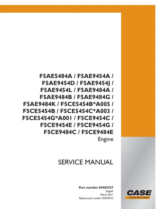 MANUAL DE REPARACIÓN MOTOR MINI CARGADOR F5AE5484A,F5AE9454A,F5AE9454D,F5AE9454J,F5AE9454L,F5AE9484A, F5C TIER 3
