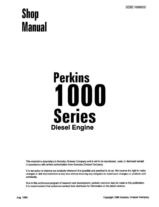 MANUAL DE SERVICIO MOTOR PERKINS 1000 SERIES