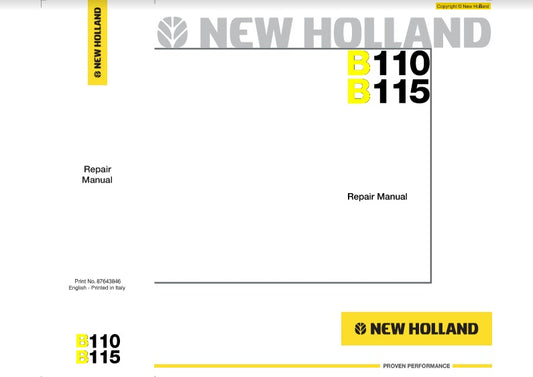 MANUAL DE SERVICIOS RETROEXCAVADORA NEW HOLLAND B110-B115