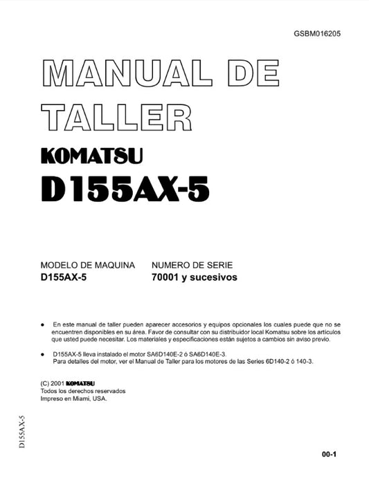 Manual de Talle Bulldozer Komatsu D155AX-5