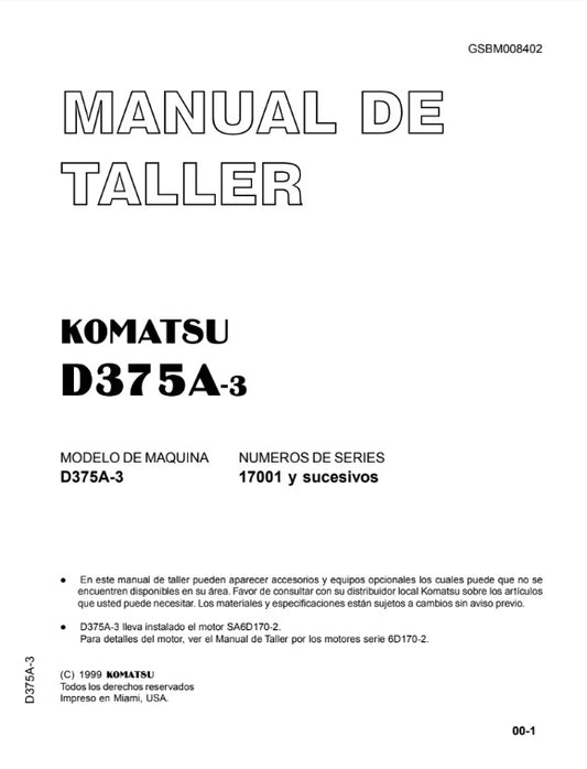 MANUAL DE SERVICIOS BULLDOZER D375A-3