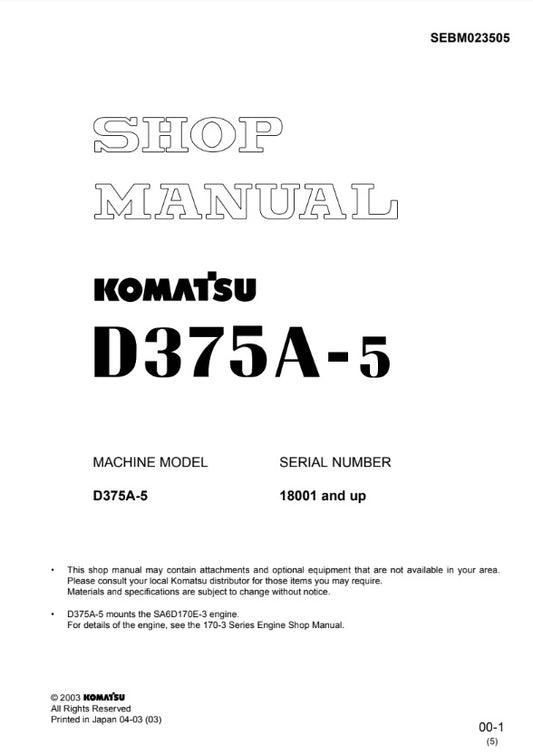 MANUAL DE SERVICIOS BULLDOZER D375A-5